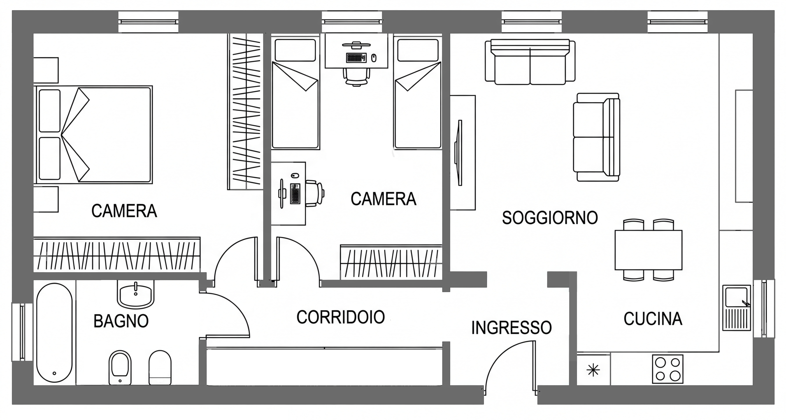 Planimetria arredata esempio 1
