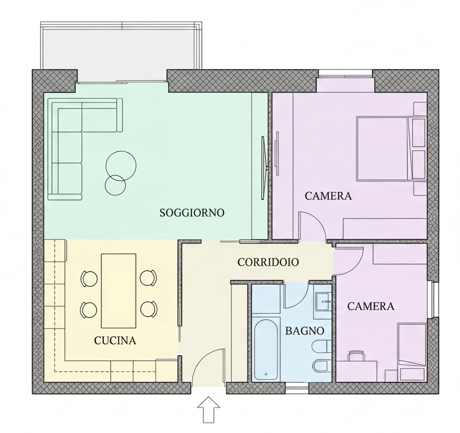 Planimetria arredata esempio 2